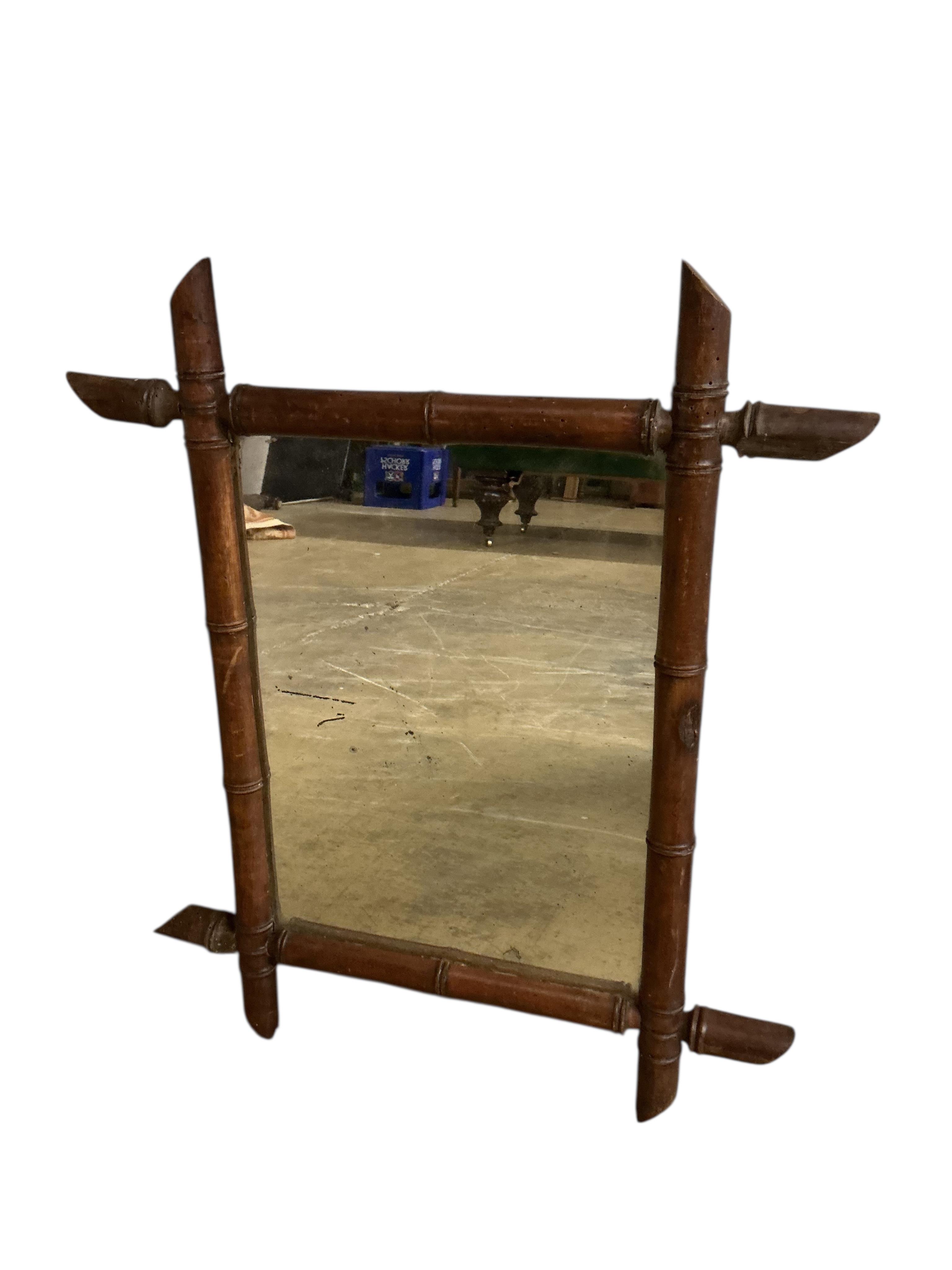 Three late 19th century French faux bamboo rectangular wall mirrors, largest width 46cm, height 54cm
